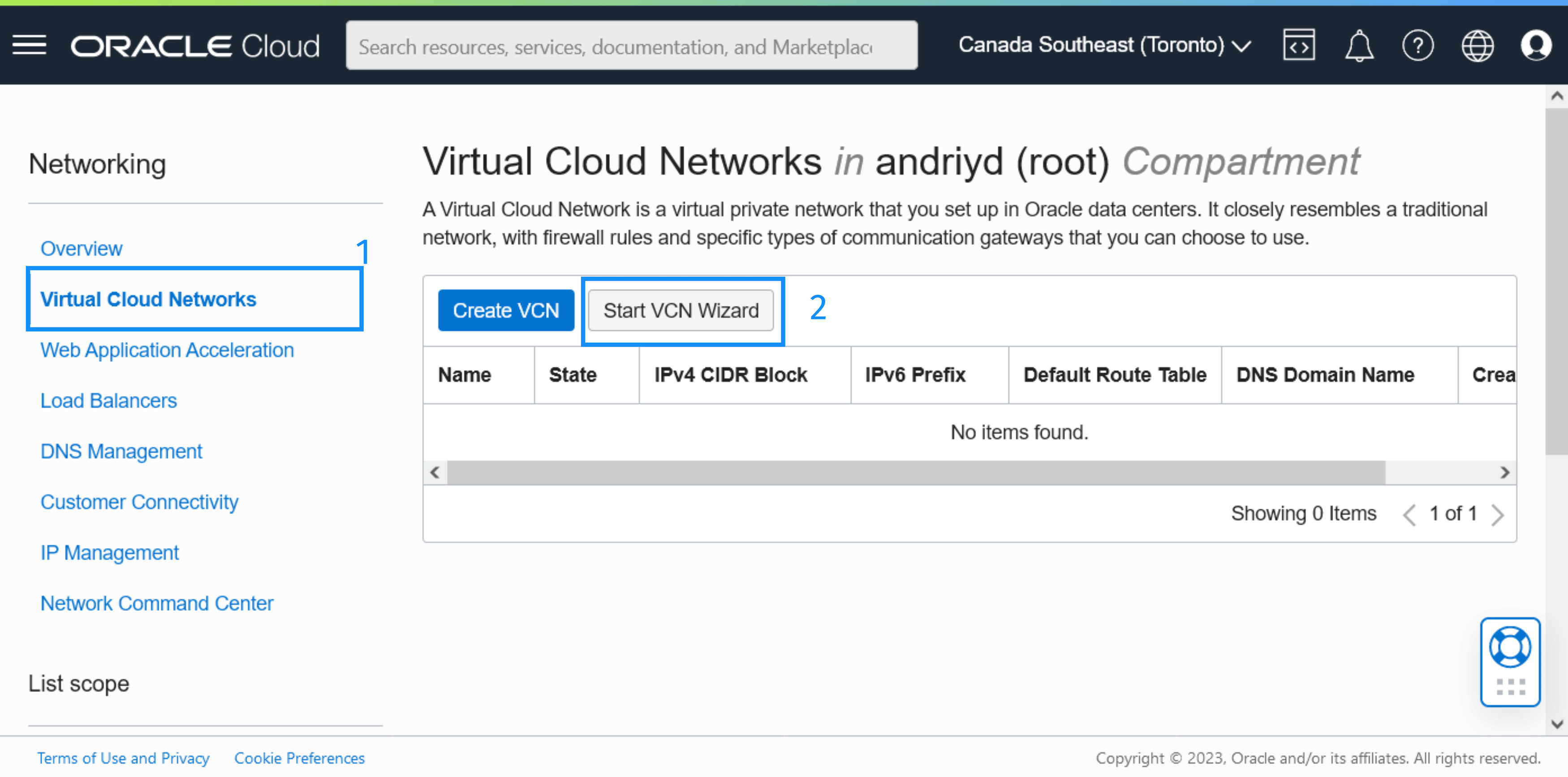 Oracle Cloud Infrastructure Virtual Cloud Networks