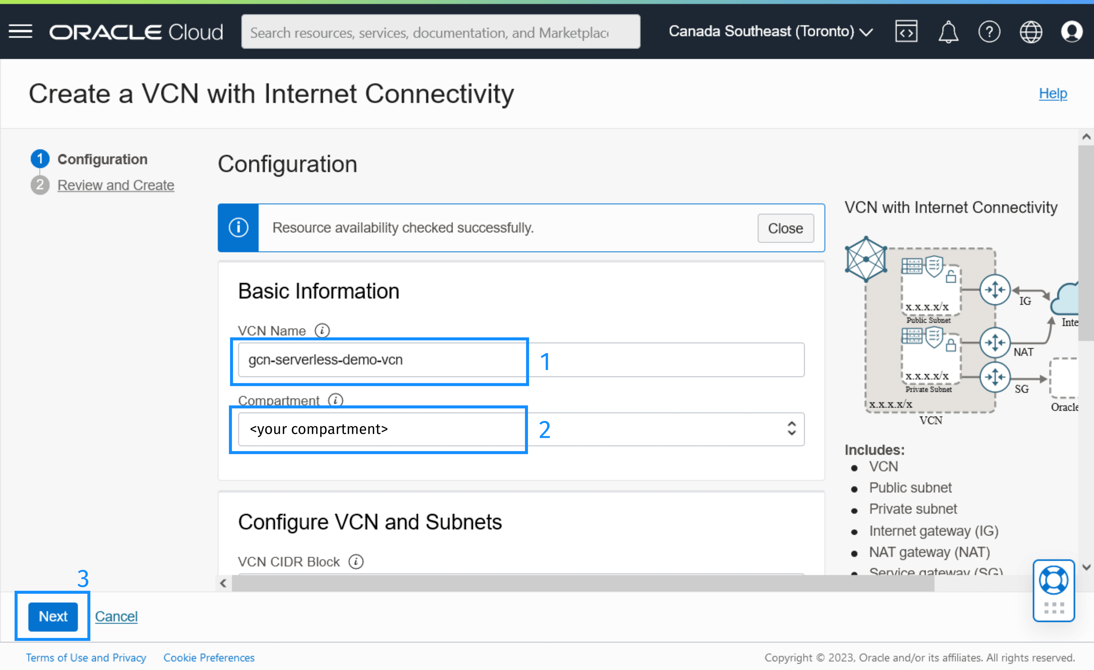 Oracle Cloud Infrastructure VCN Wizard 2