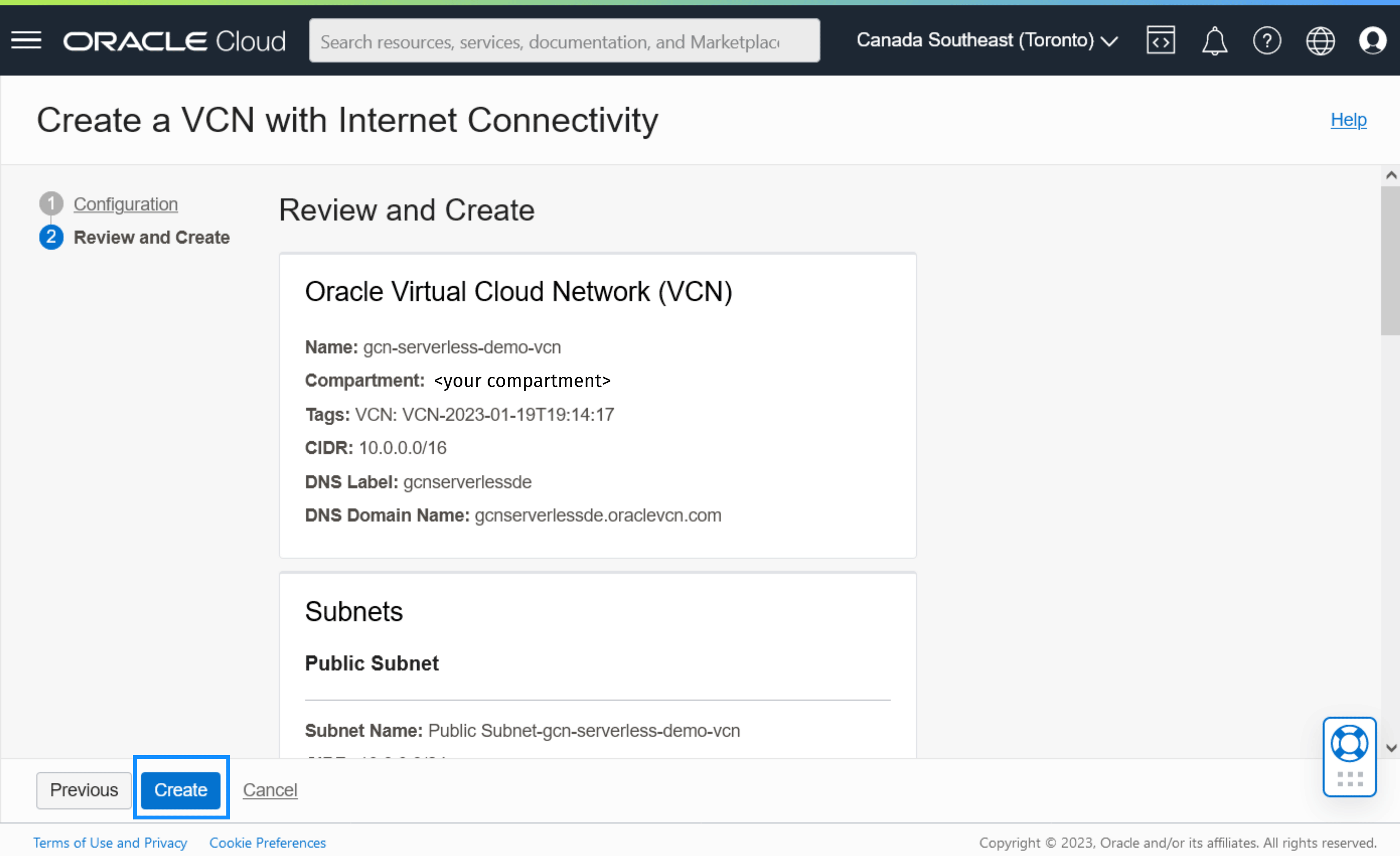 Oracle Cloud Infrastructure VCN Wizard 3