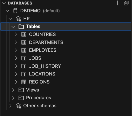 HR Sample Schema Tables