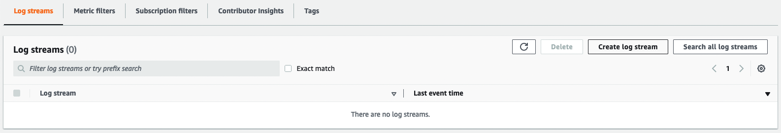 AWS CloudWatch Create log stream