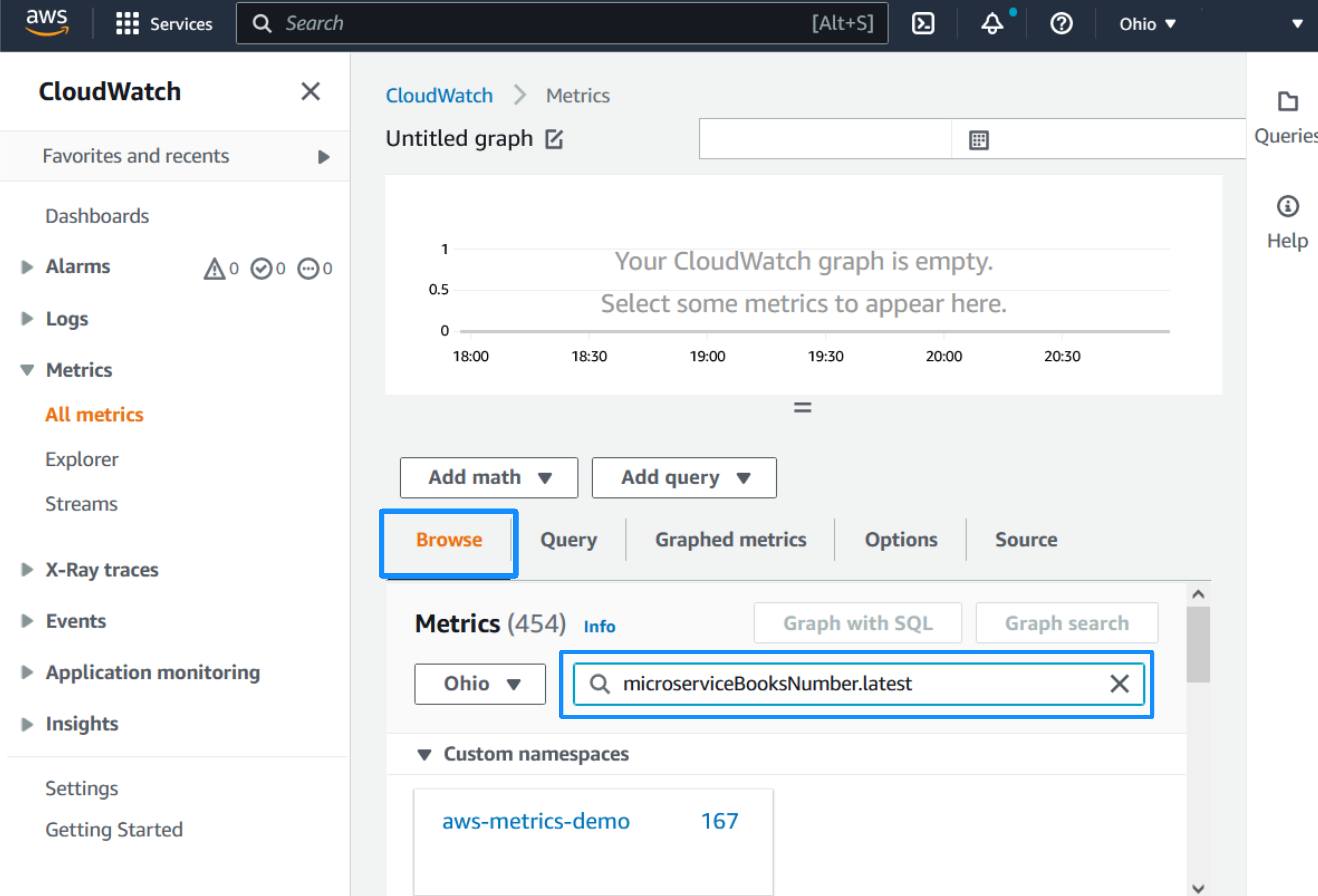 AWS Metrics Browse