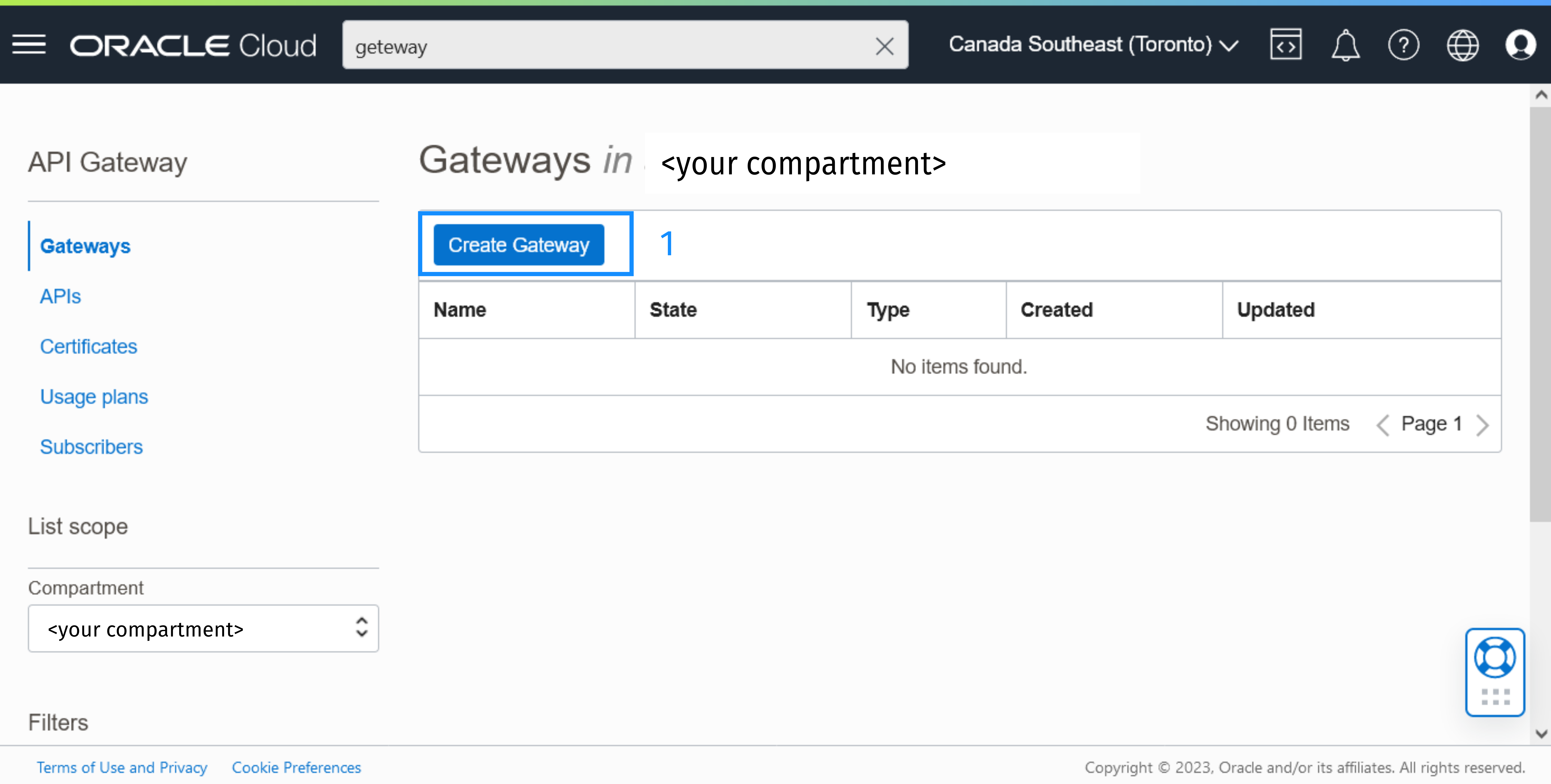 Oracle Cloud Infrastructure Gateways