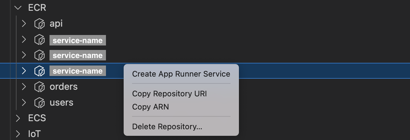 Amazon ECR: Copy Repository URI